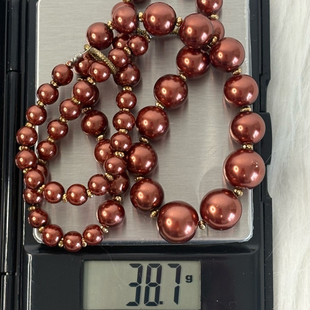 (254)Elegant Brown Beaded Necklace - Picture 7 of 8